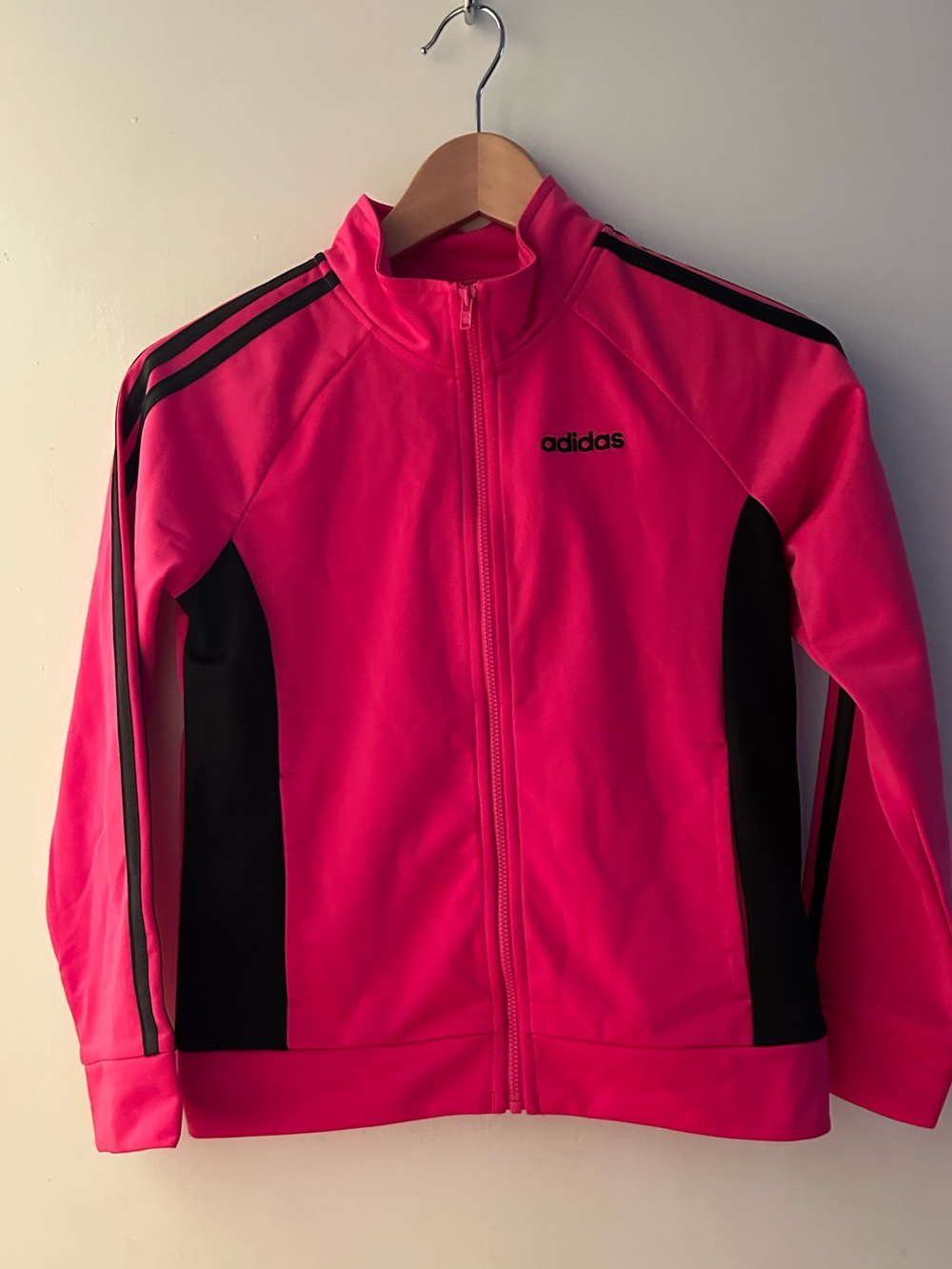 adidas Hot Pink Full-Zip Jacket with Black Stripes